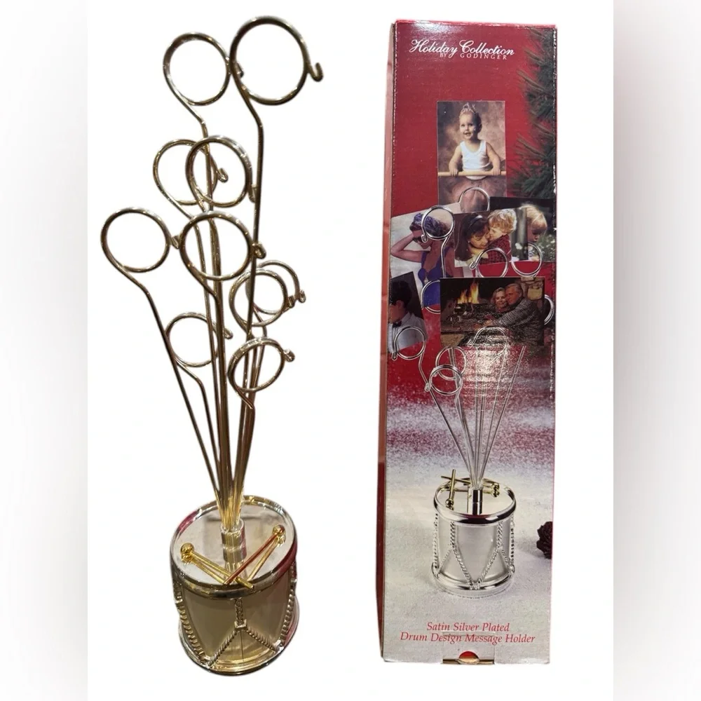 Satin Silver Plated Drum Design Message/ Picture Holder 12”